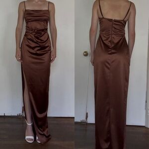 Brown Satin Formal Dress